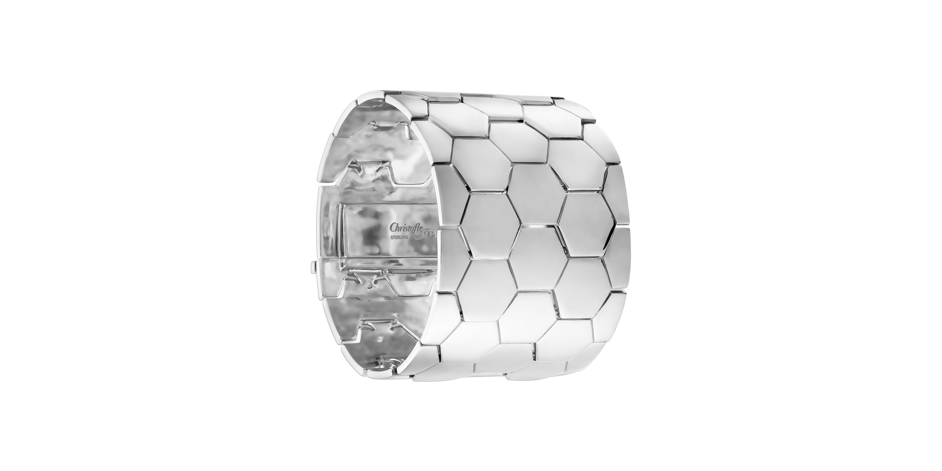 Christofle Code Royale Wide Sterling Silver Hexagon Bracelet